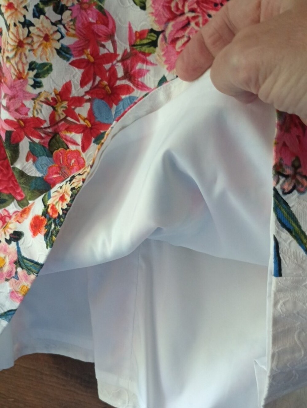 Adrianna Papell White Floral Sheath Lined Dress with Multicolor Blooms - Picture 6 of 8
